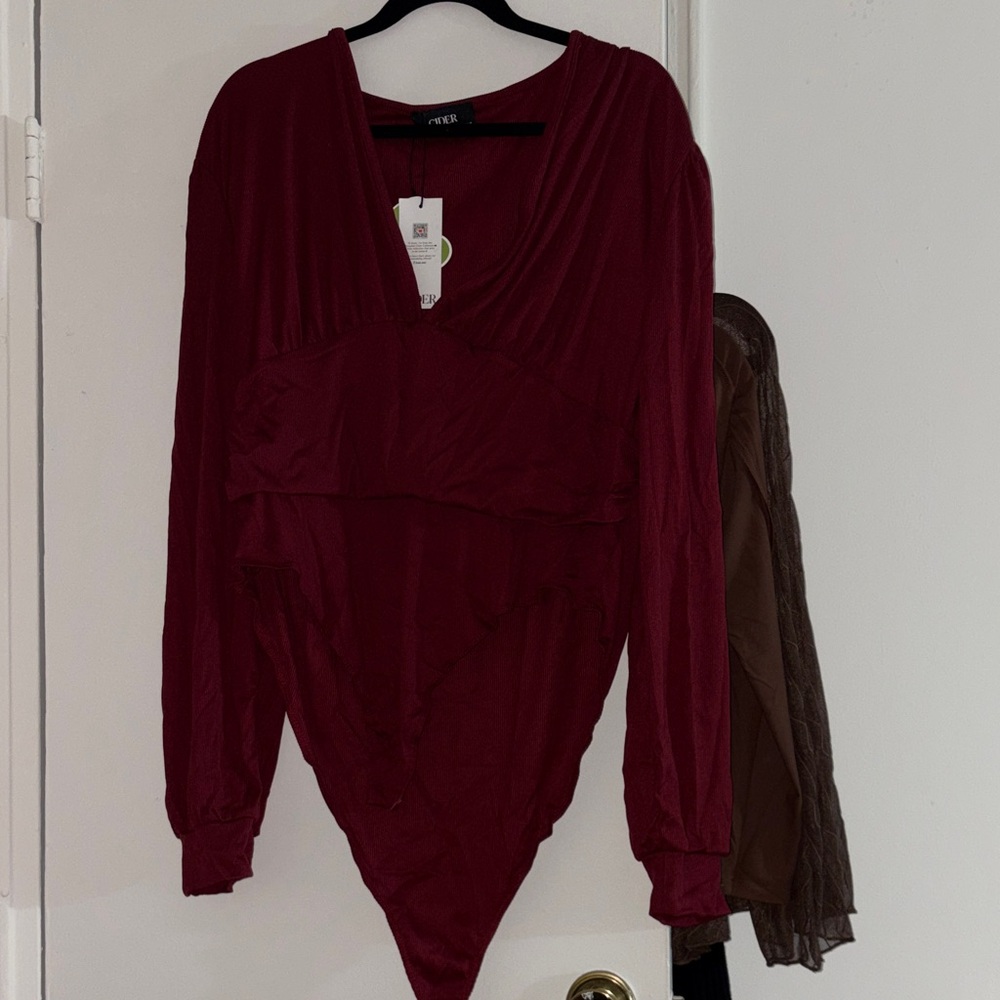 Women Burgundy Long Sleeve Top